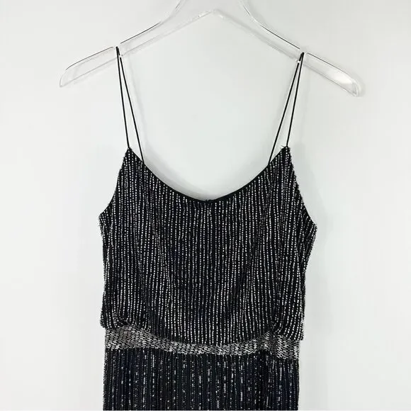 Adrianna Papell Flapper Gatsby Style Body Con Beaded Cocktail Dress Sz 6